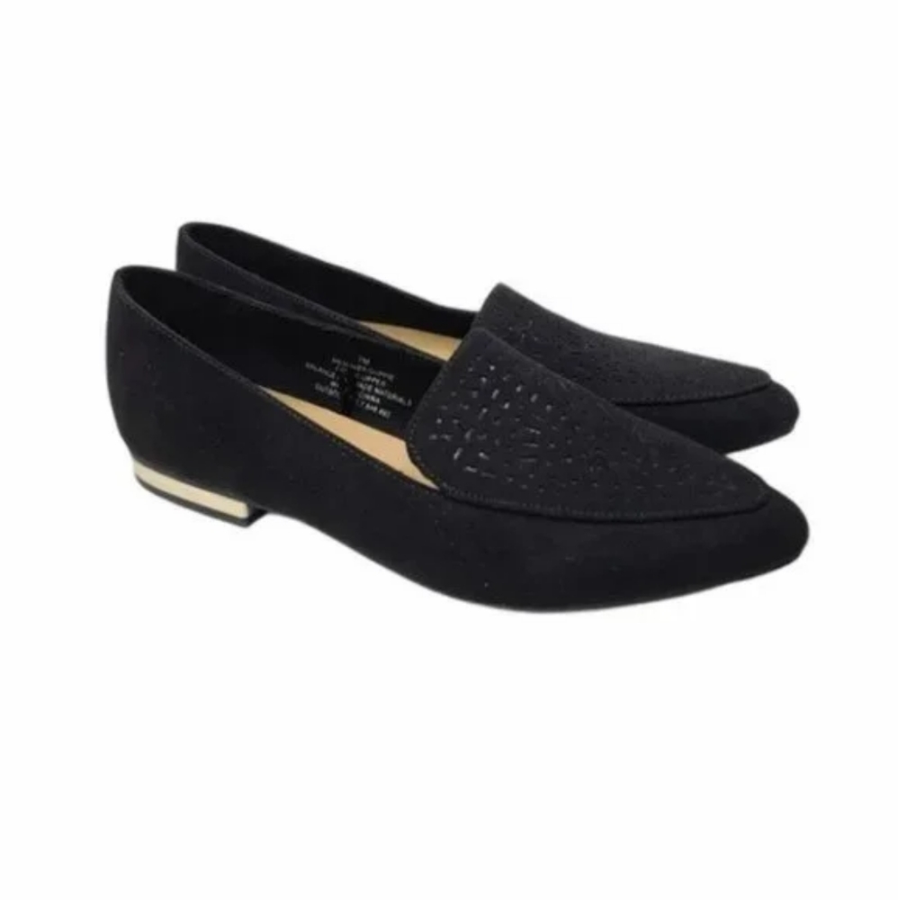 Seychelles Anthropologie Black Laser Cut Guppie Flats Loafers 6.5M